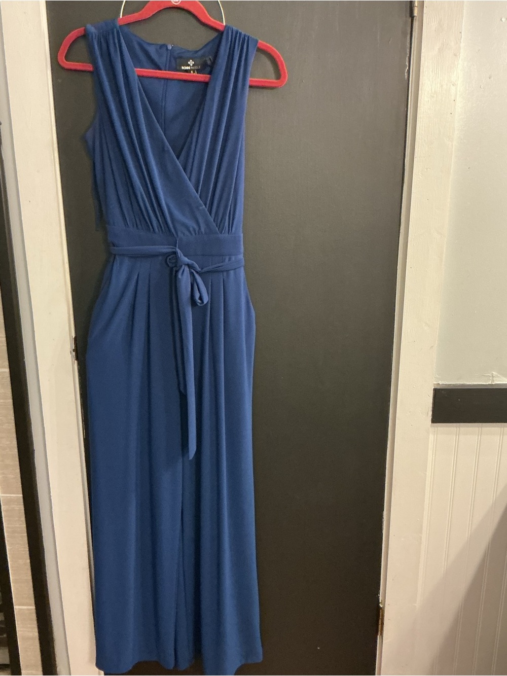 Ronni Nicole Royal Blue Sleeveless Wrap Maxi jumper with Waist Tie